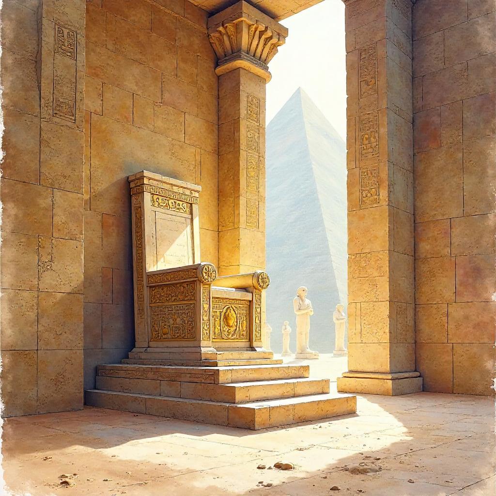Watercolor Throne in a Pyramid Chamber