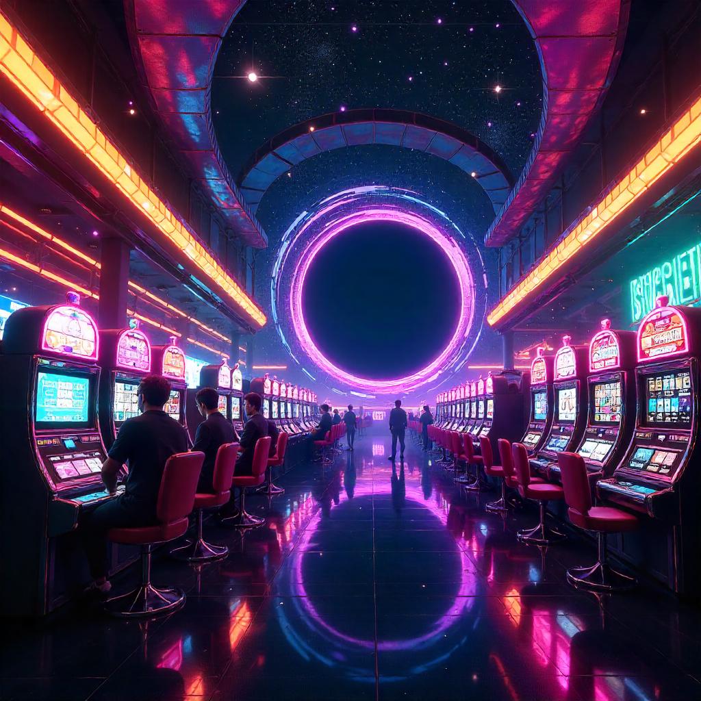 Black Hole in Neon Casino - Digital Surrealism