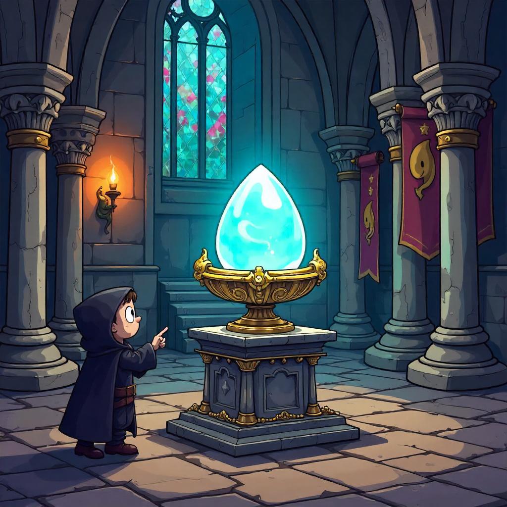 Whimsical Soul Gem in a Medieval Castle Hall