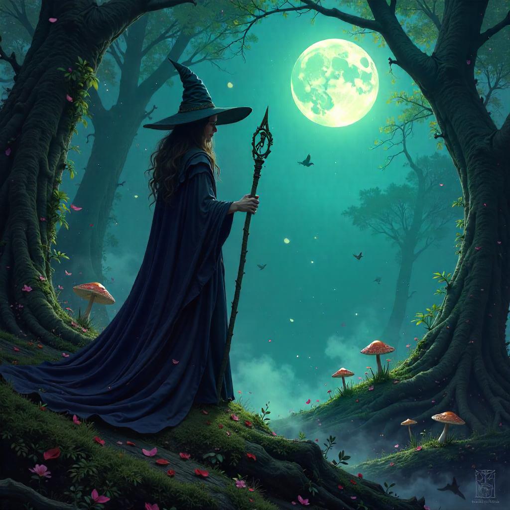 Witch at Glowing Fairy Rings — Concept Art