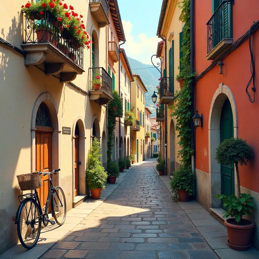 Colorful European Alley in a Historic City