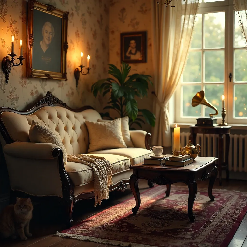 Candlelit Nostalgia in a Vintage Room