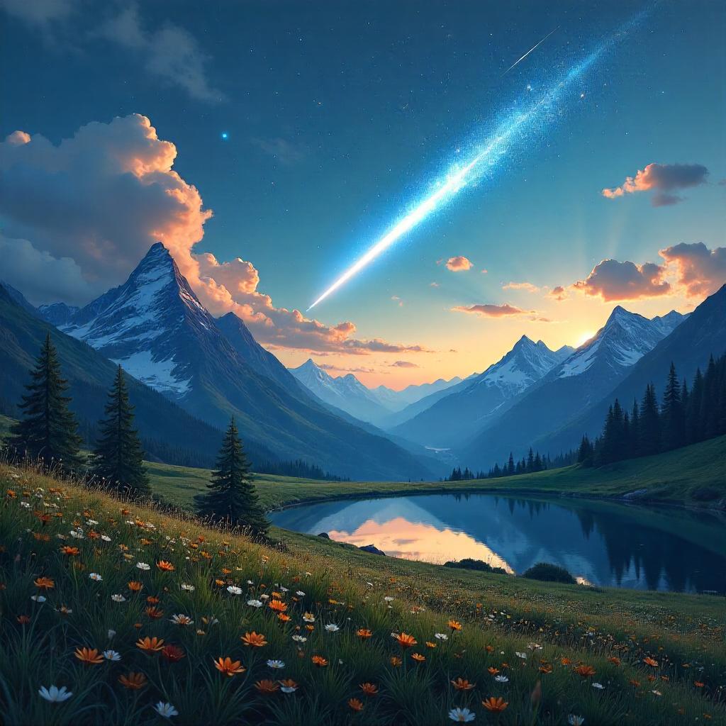 Comet Over Alpine Meadow: Concept Art