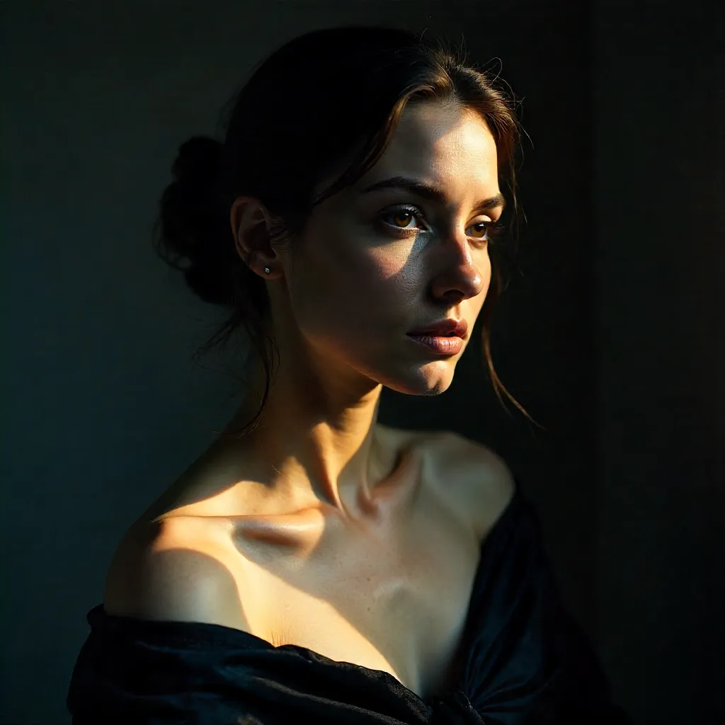 Moody Shadowed Portrait of a Woman