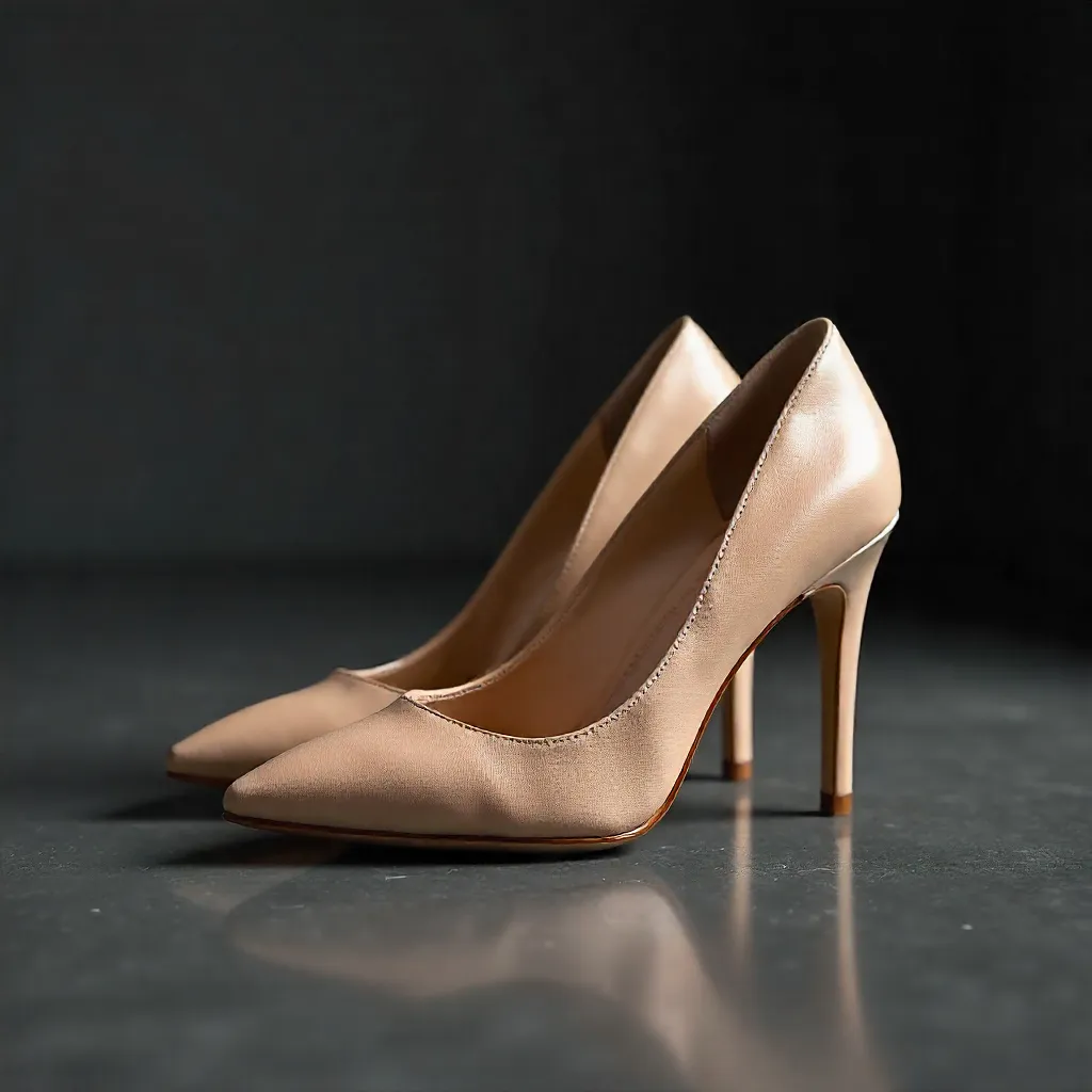 Minimalist Nude Heels on a Dark Stage