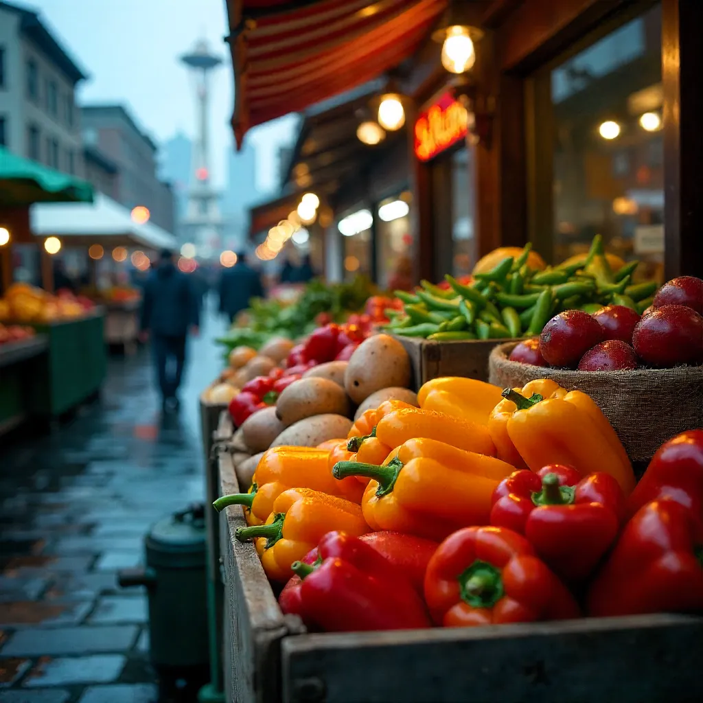 Vibrant Seattle Market Produce Display