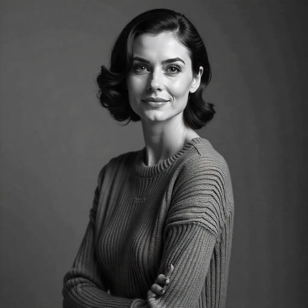Elegant Black and White Portrait in a Stylish Sweater