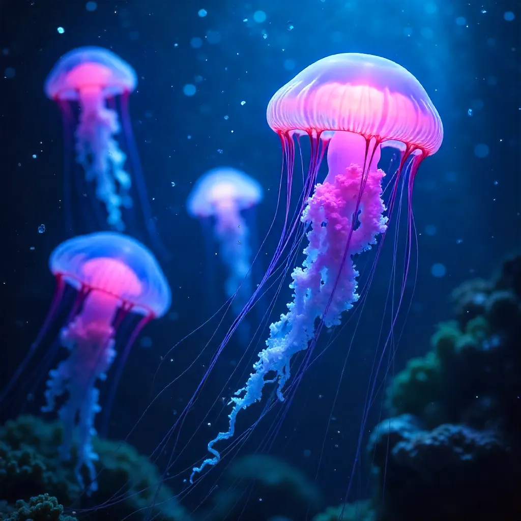 Bioluminescent Ballet of Jellyfish