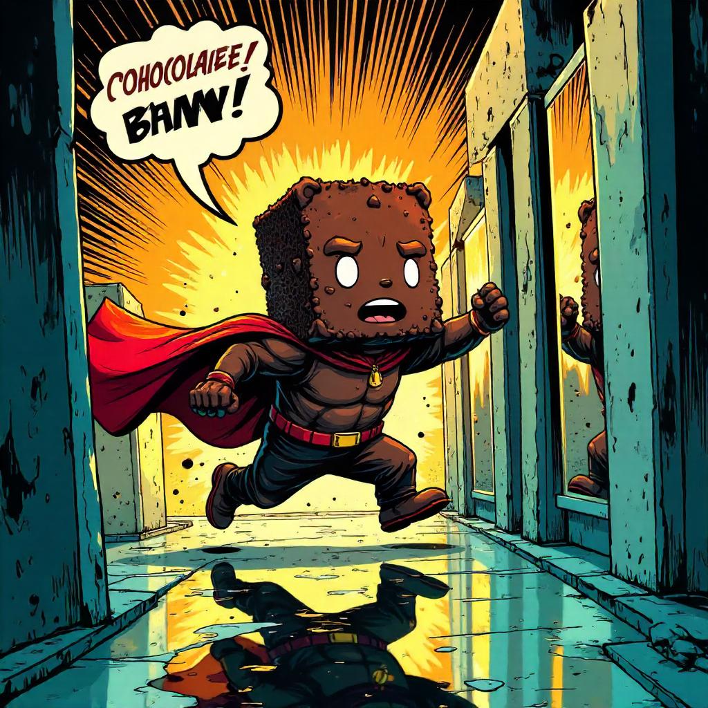 Comic Brownie in a Mirror Maze