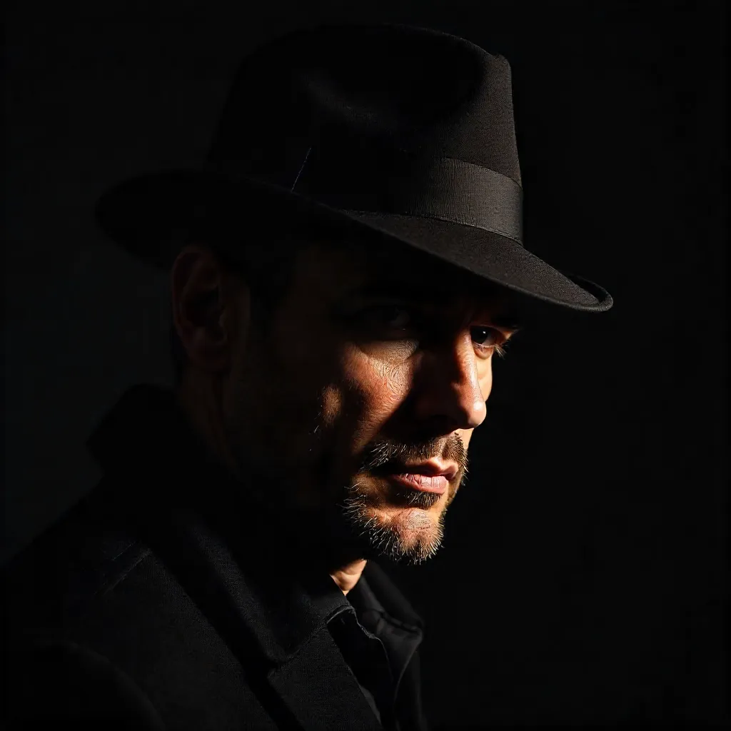 Chiaroscuro Portrait of a Man in a Fedora
