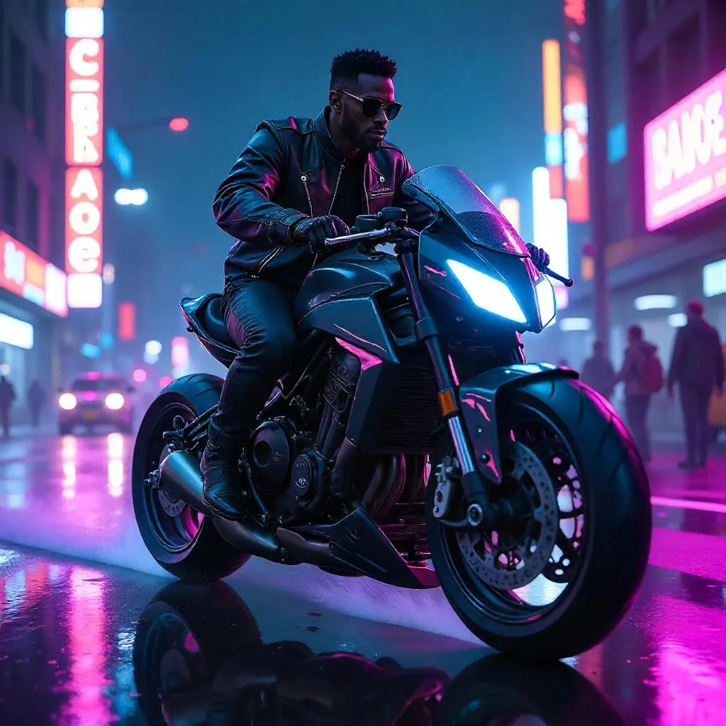 Noir Rider: Concept Art on a Futuristic Motorcycle