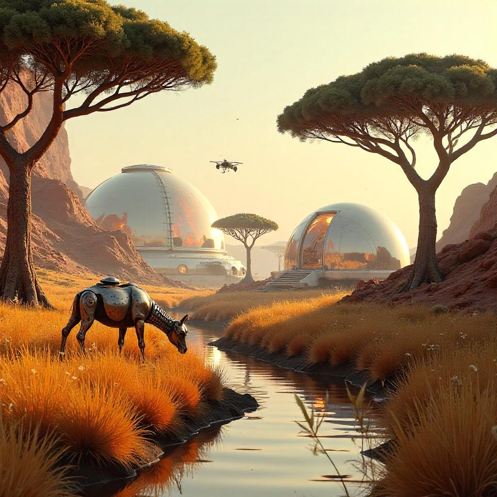 Mars Base Savannah: Photorealistic 3D Render