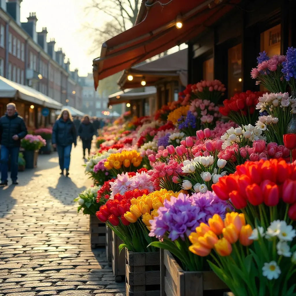 Colorful Flower Market in The Hague, Netherlands