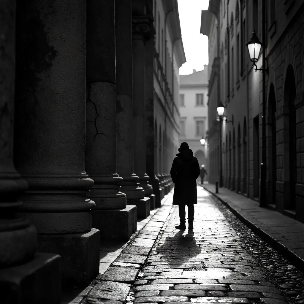Shadow on Ancient Columns in Nancy, France