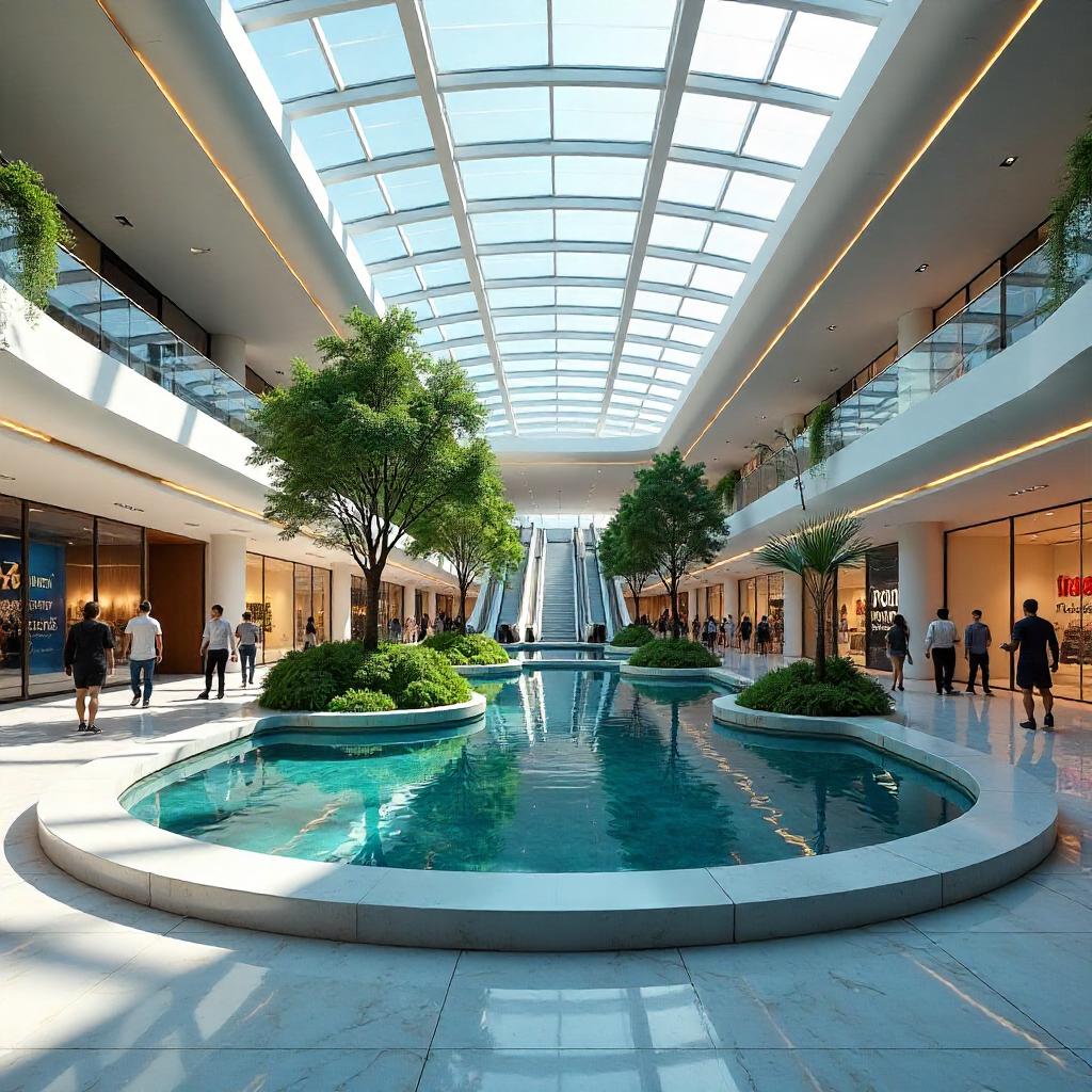 Lake Inside a Shopping Mall - 3D Render