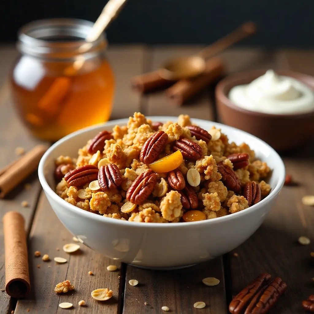 Golden Granola with Pecans for Breakfast