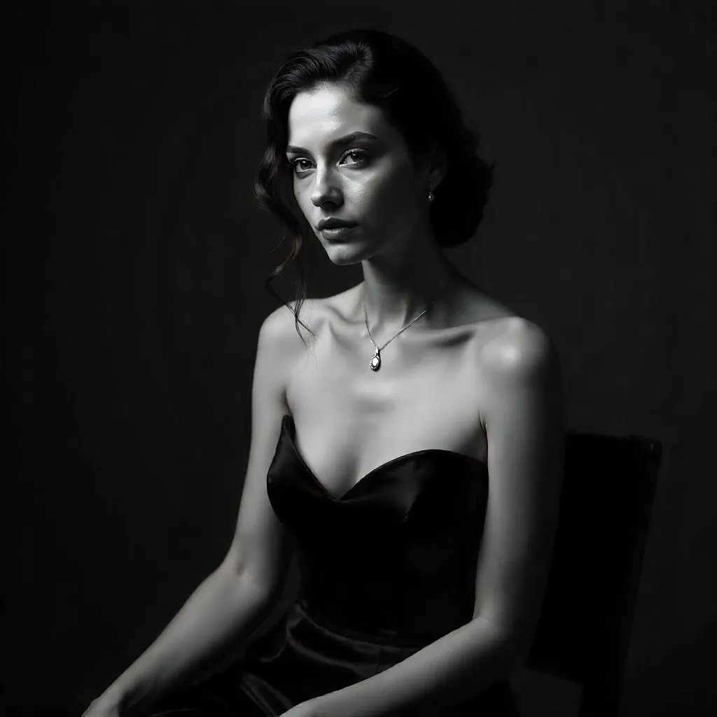 Rembrandt Lighting: Elegant Studio Portrait in B/W