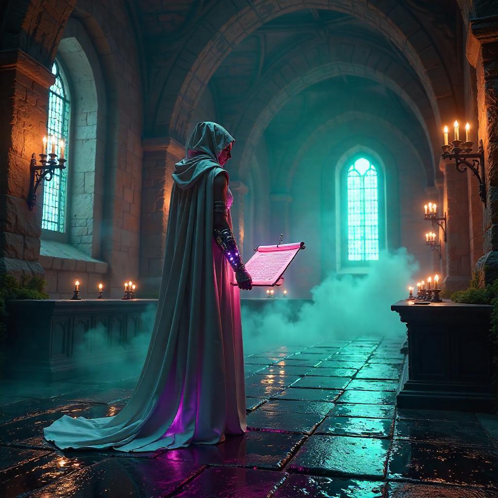 Neon Halo: Cyberpunk Princess in the Monastery
