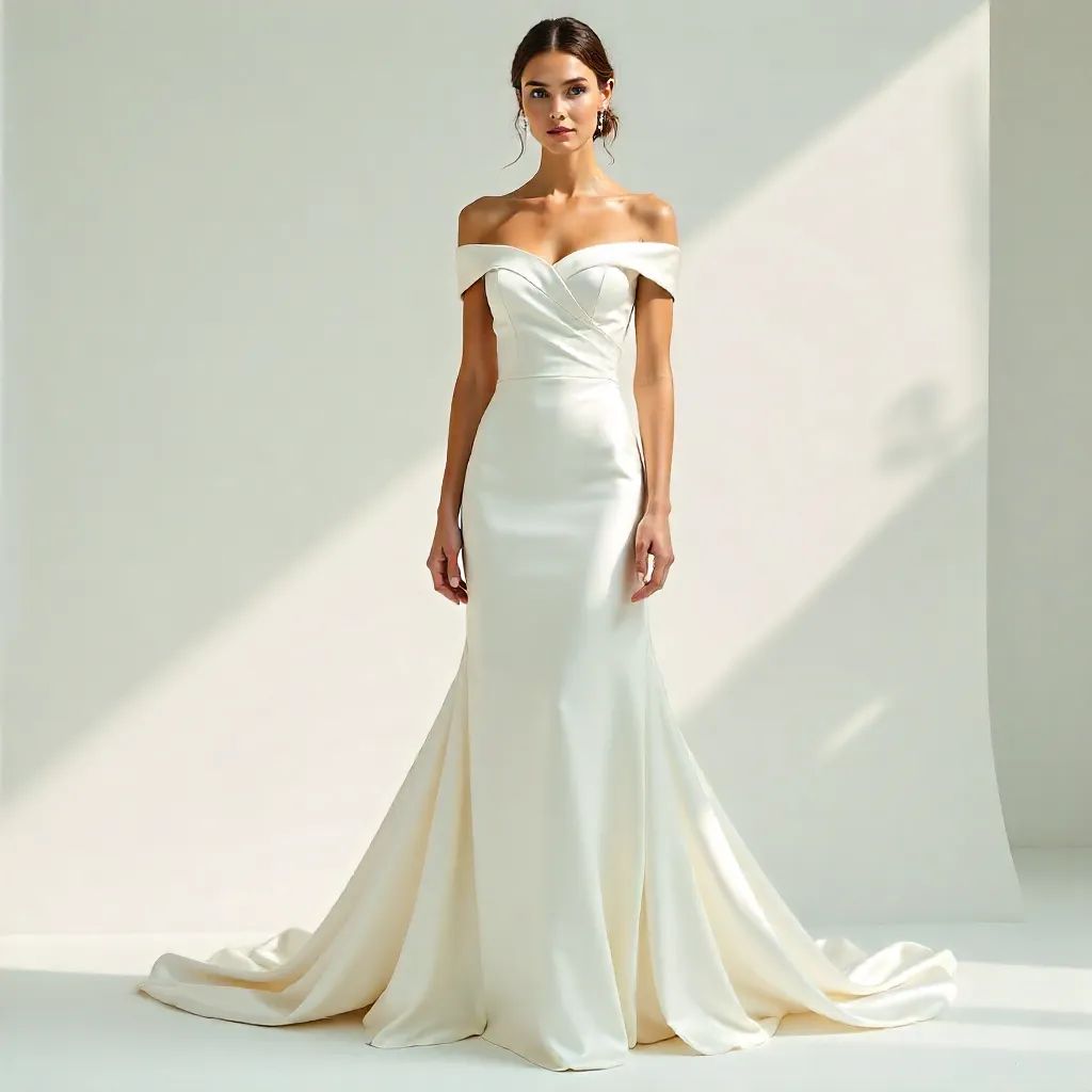 Graceful Woman in Luxurious White Gown