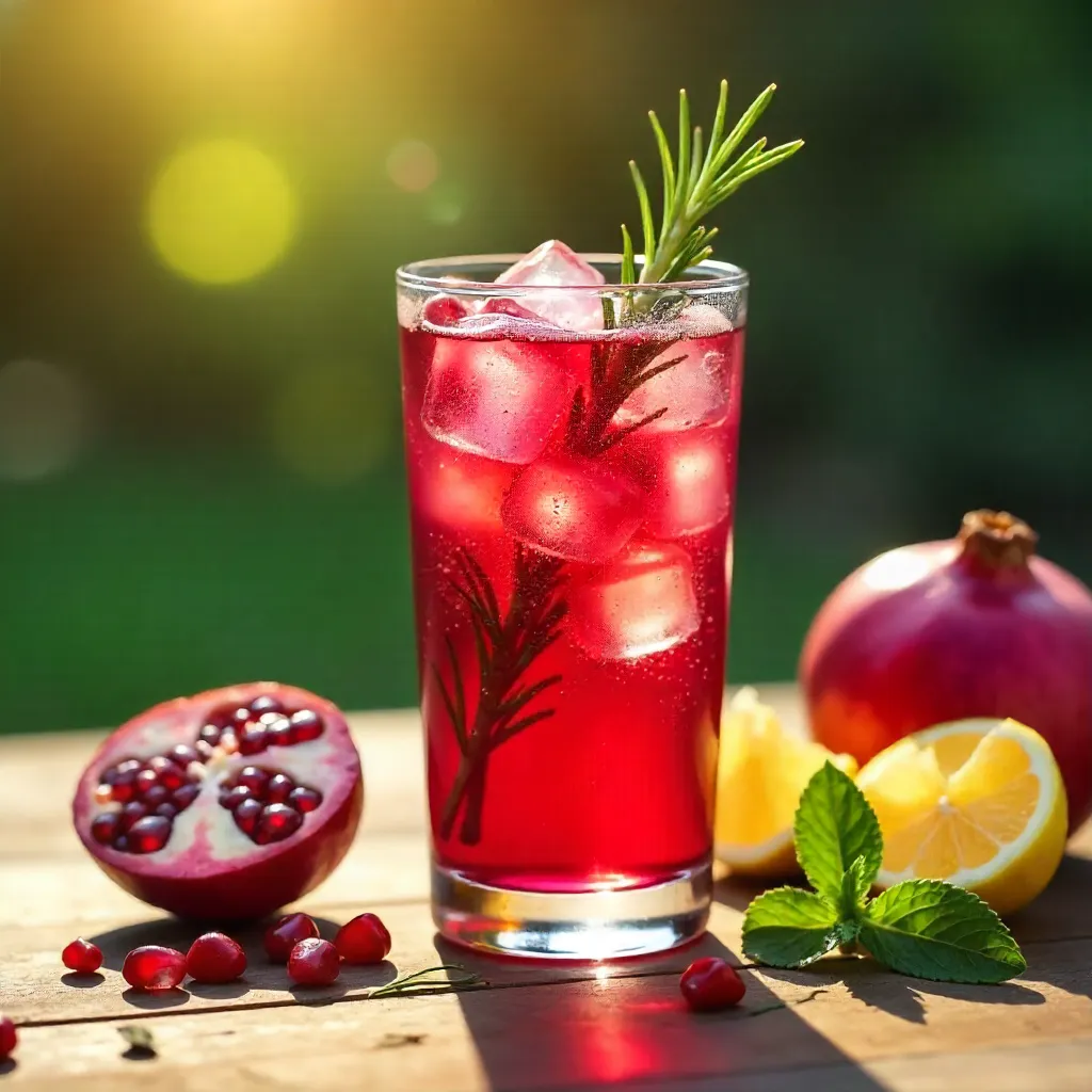 Bright Sunlit Pomegranate Rosemary Drink