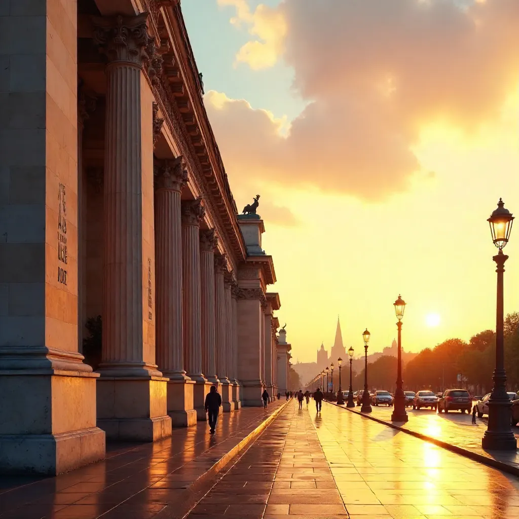 Golden Hour Glow on Paris Neoclassical Facades
