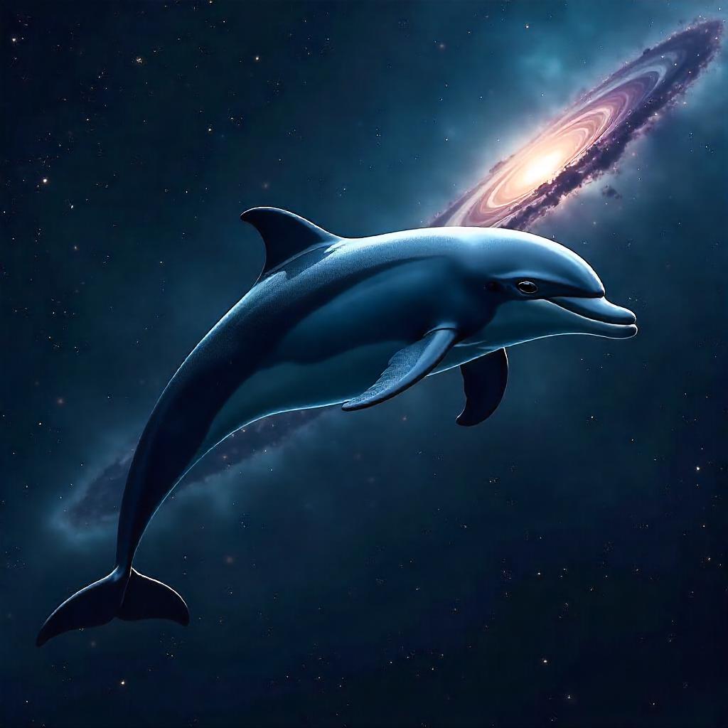 Cosmic Dolphin: 3D Render Among the Stars