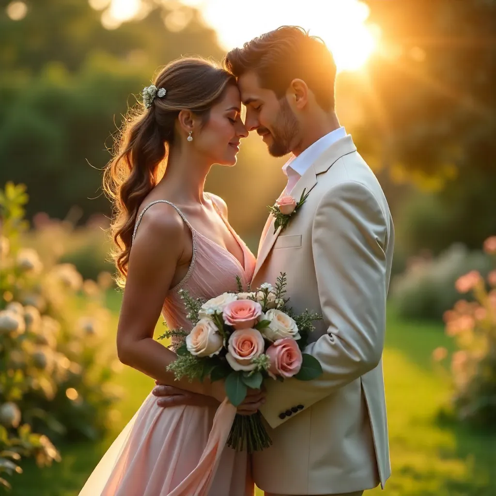 Elegant Outdoor Embrace at Golden Hour