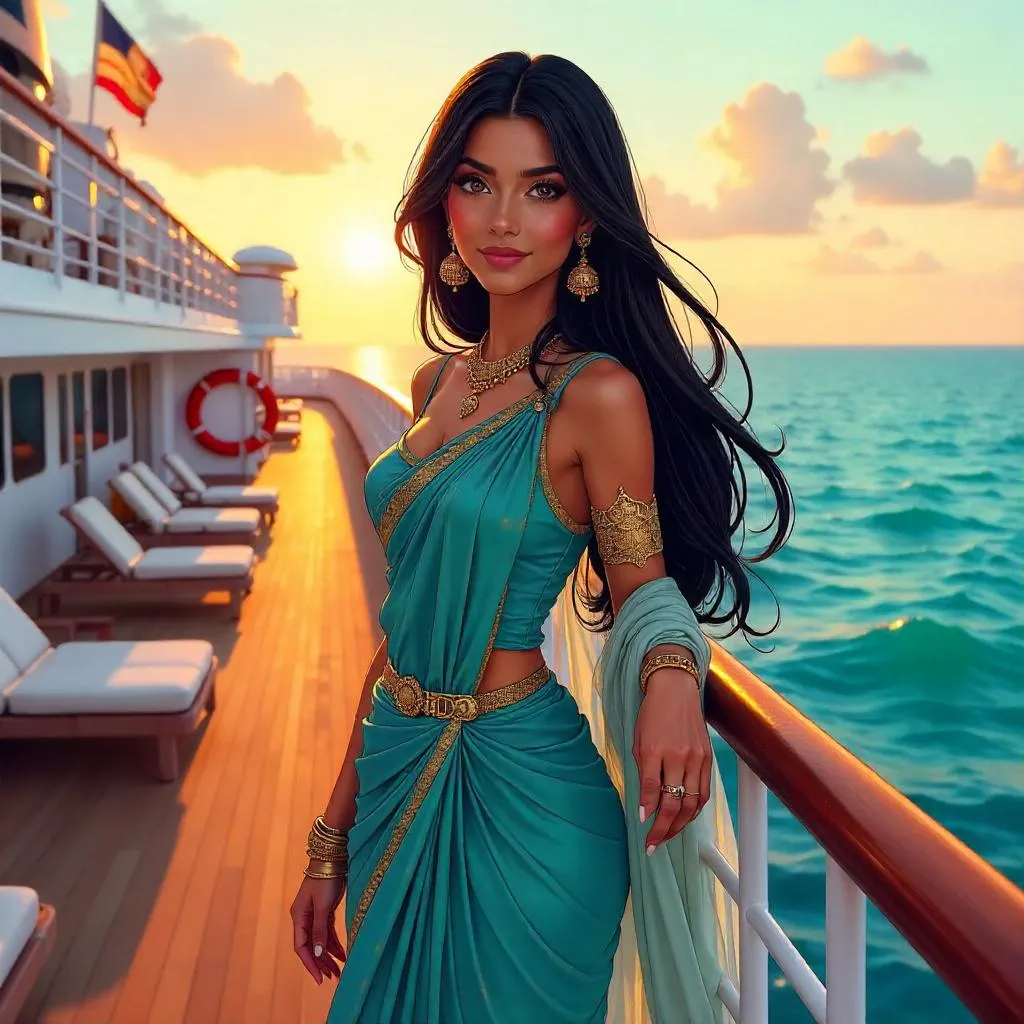 Sunset Anime Portrait on a Cruise Ship