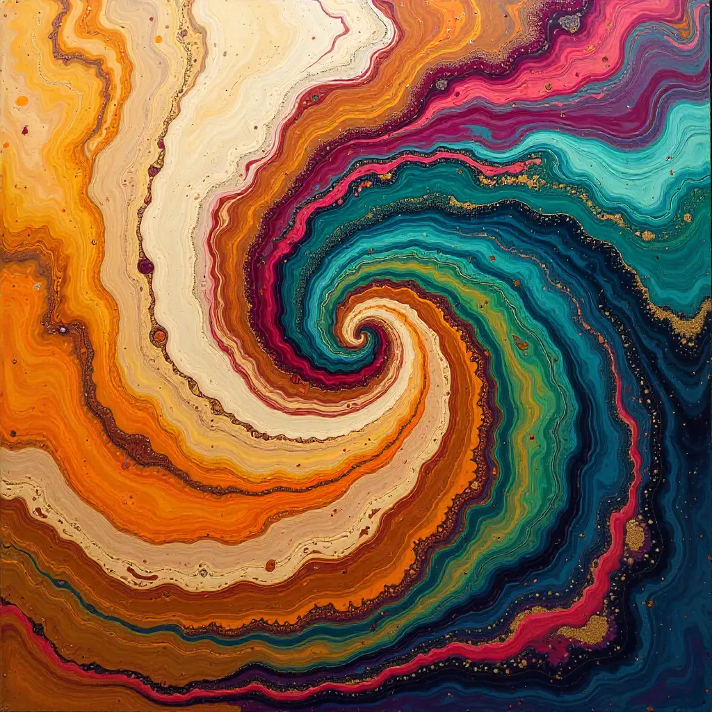 Hypnotic Earthy Fluid Abstract with Vivid Shapes
