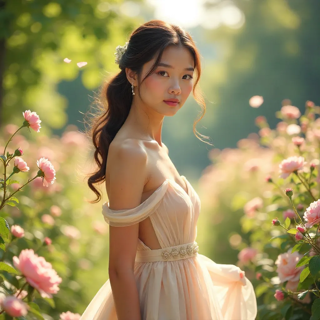 Dreamy Portrait of a Flowing Gown in Bloom