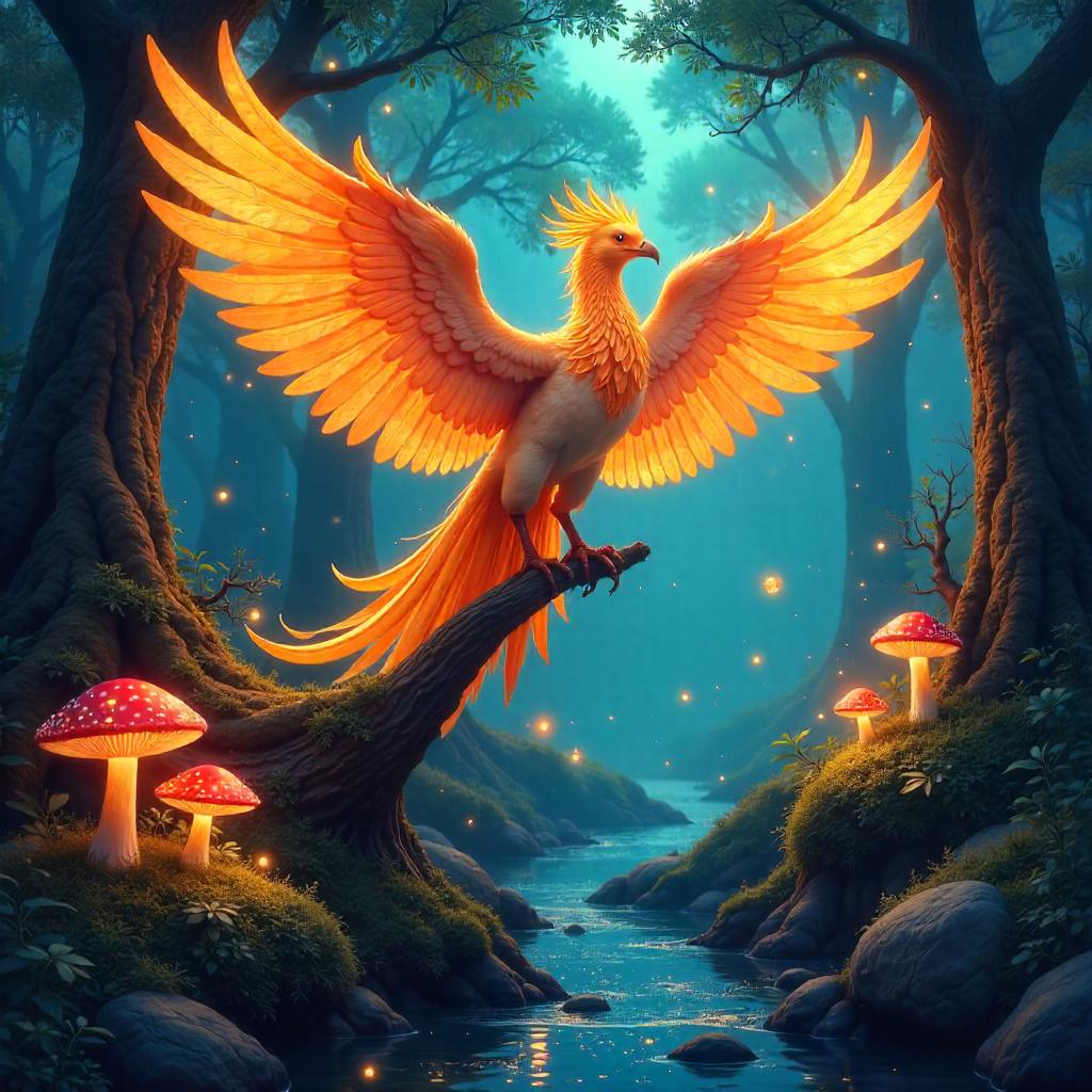 Phoenix in a Fairy Wonderland - Digital Art