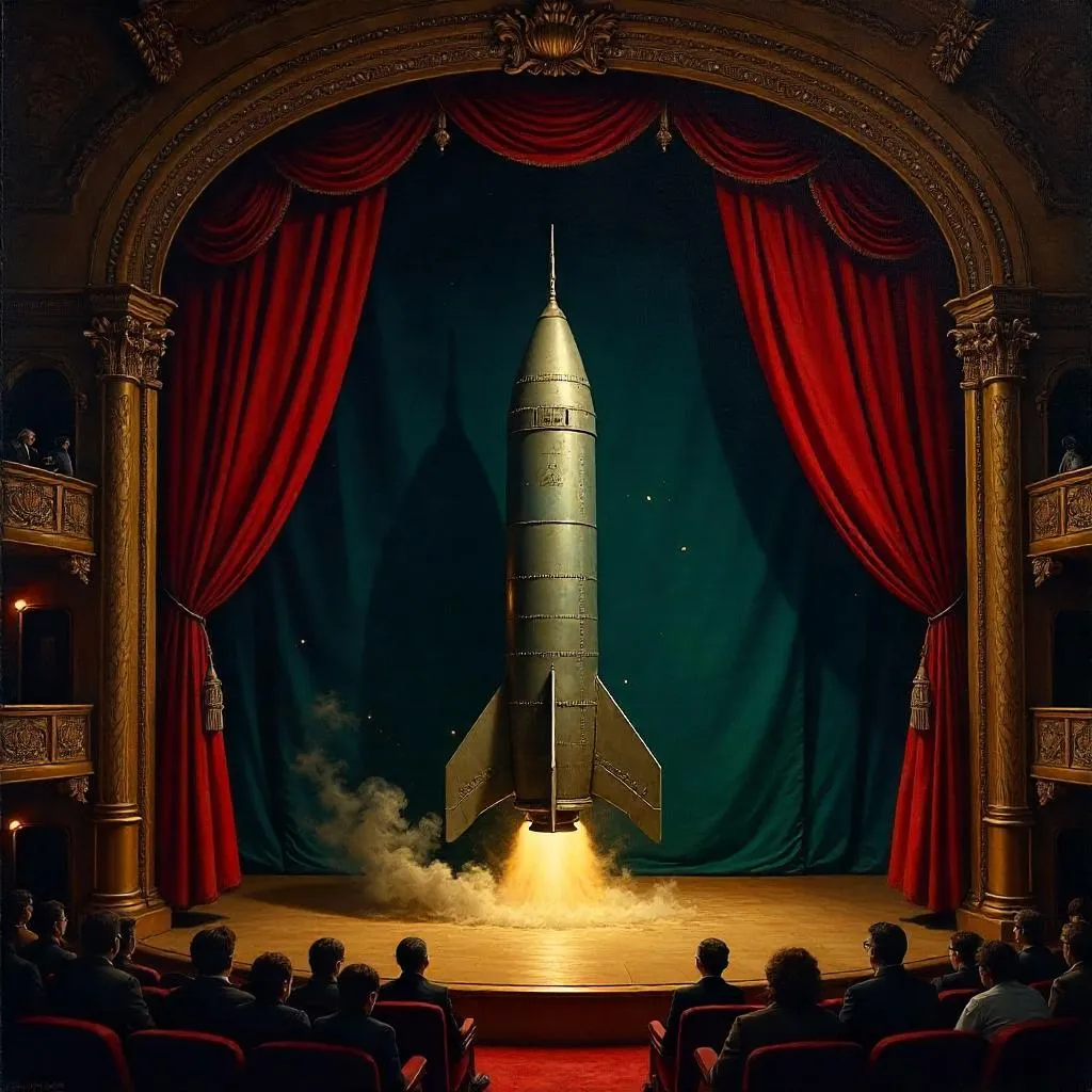 Rocket on Velvet Theater: An Oil Painting