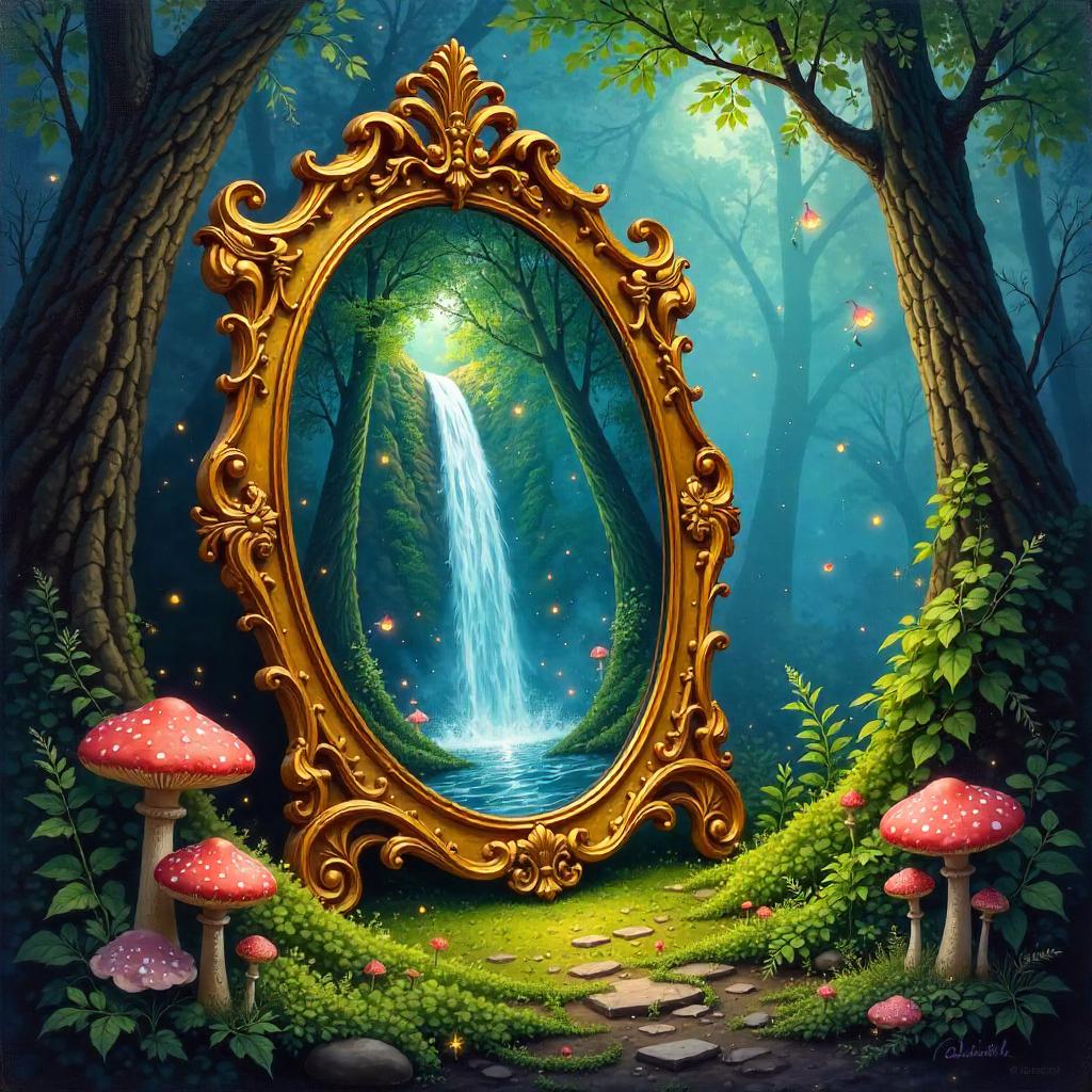 Gilded Mirror in a Fairy Wonderland