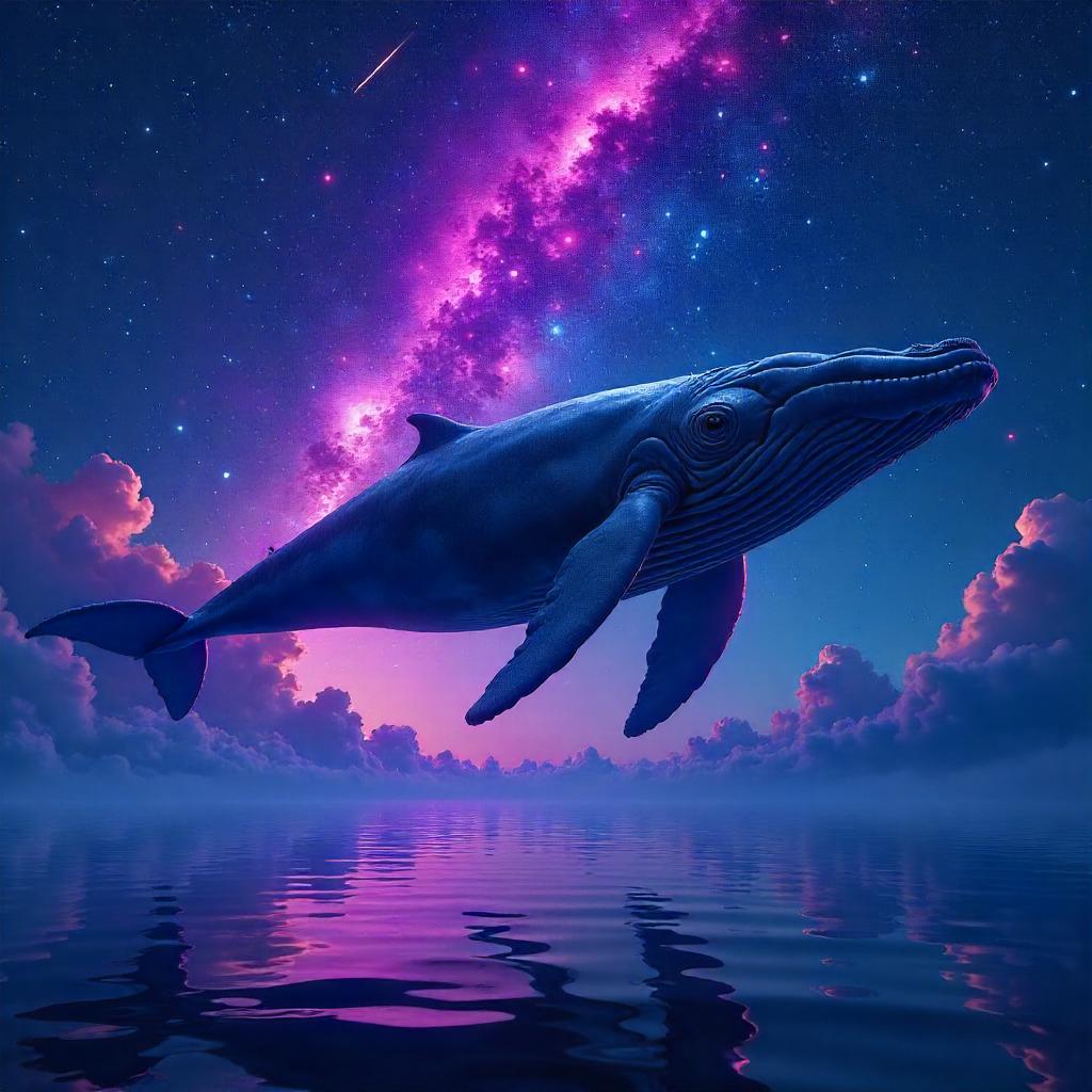 Whale Amidst a Meteor Shower: Digital Dream