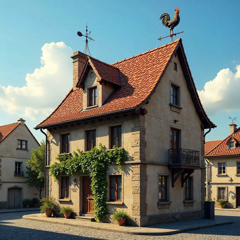 Charming Historic Building with Vintage Roof and Weather Vane