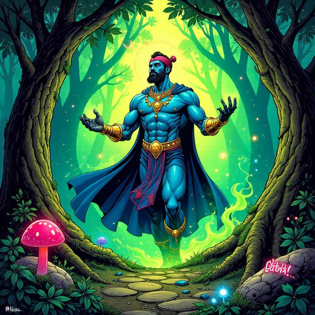 Genie in the Enchanted Grove — Comic Book Style