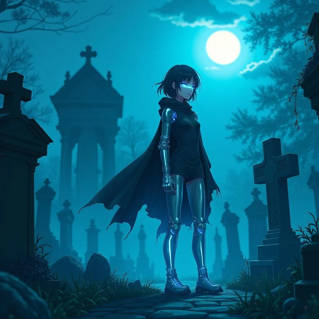 Moonlit Graveyard Cyborg: Anime Noir
