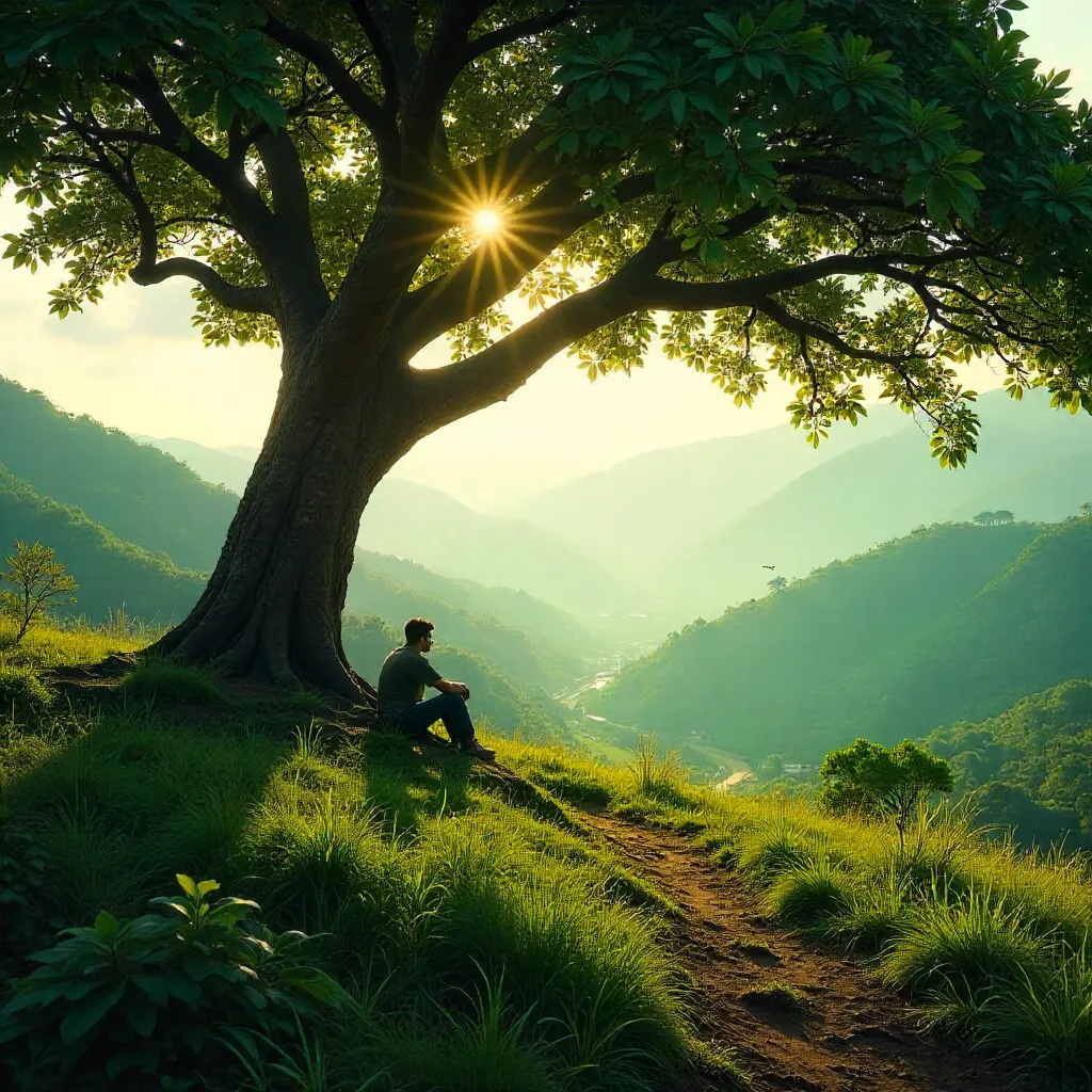 Tranquil View: Person Under a Tree in KL, India