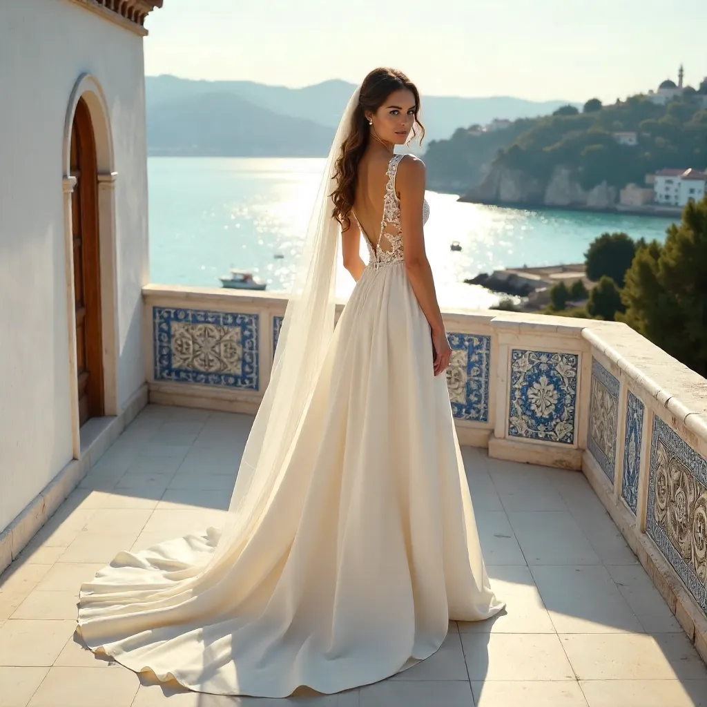 Bride on a Turkish Rooftop Overlooking the Sea