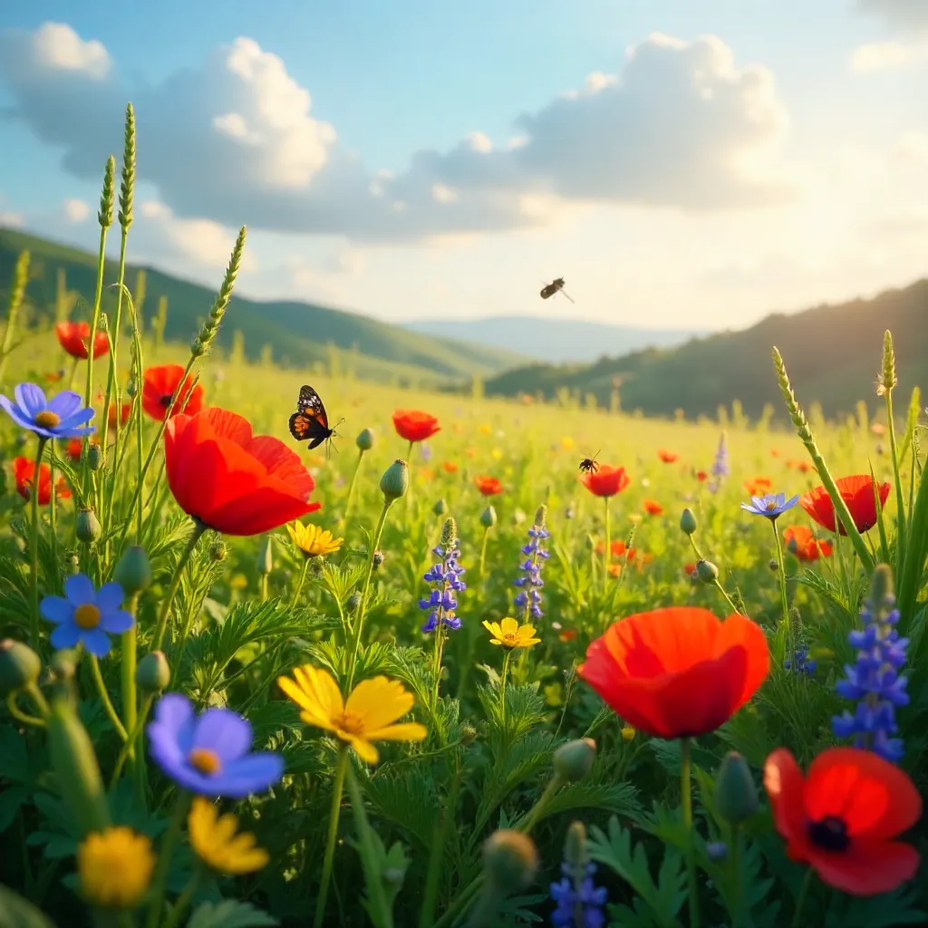 Tranquil Meadow of Vibrant Wildflowers