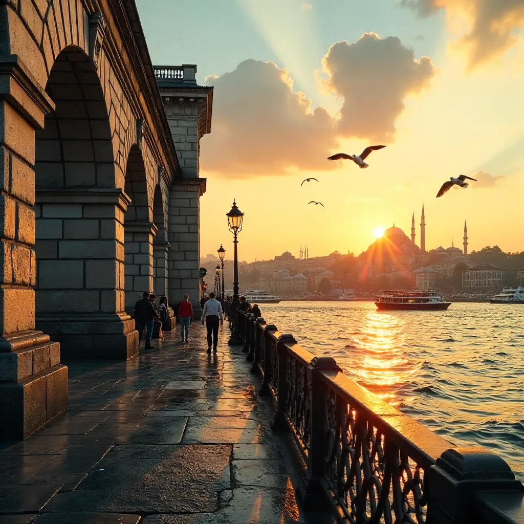 Golden Hour on Galata Bridge: Istanbul Skyline