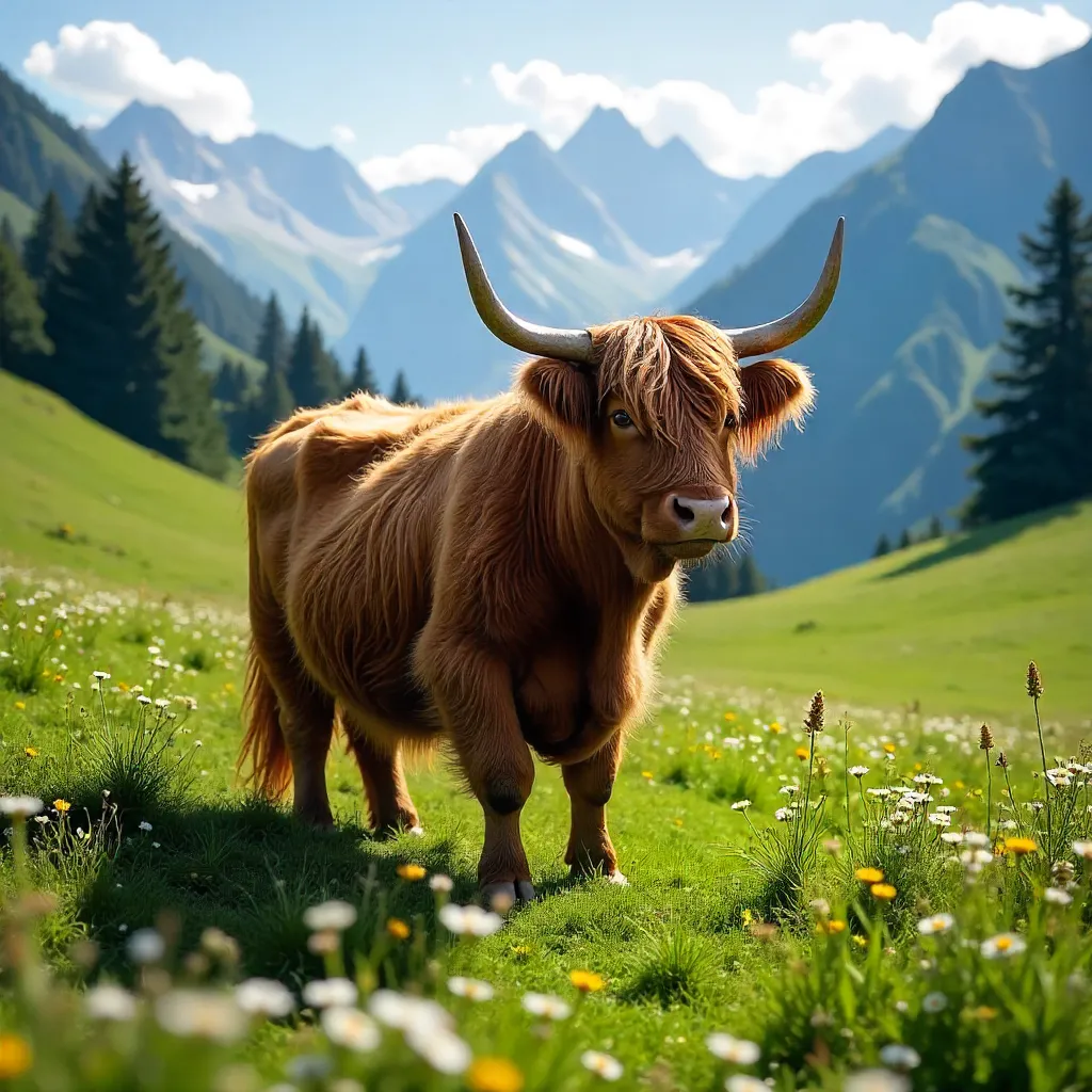 Highland Cow in Kühtai Tirol Alps