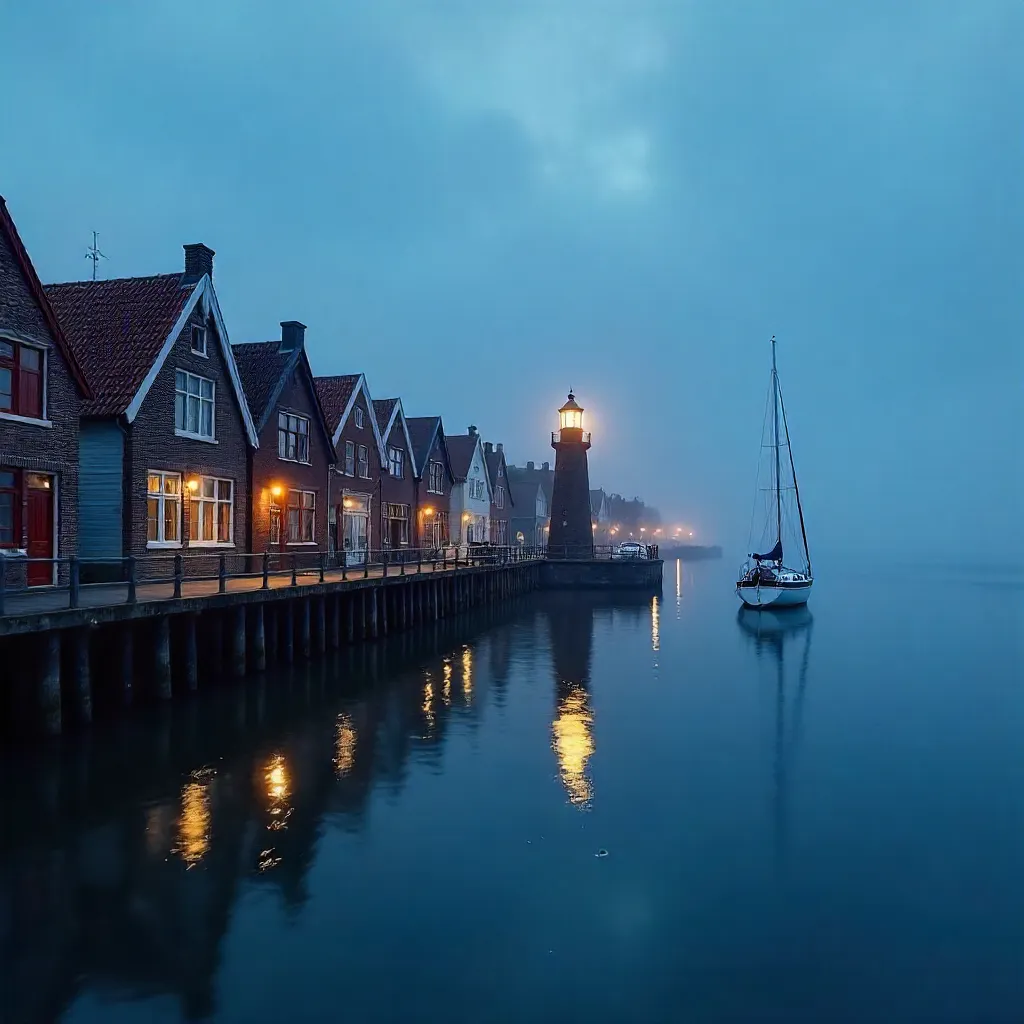 Blue Hour Serenity: Marken Lighthouse at Dusk