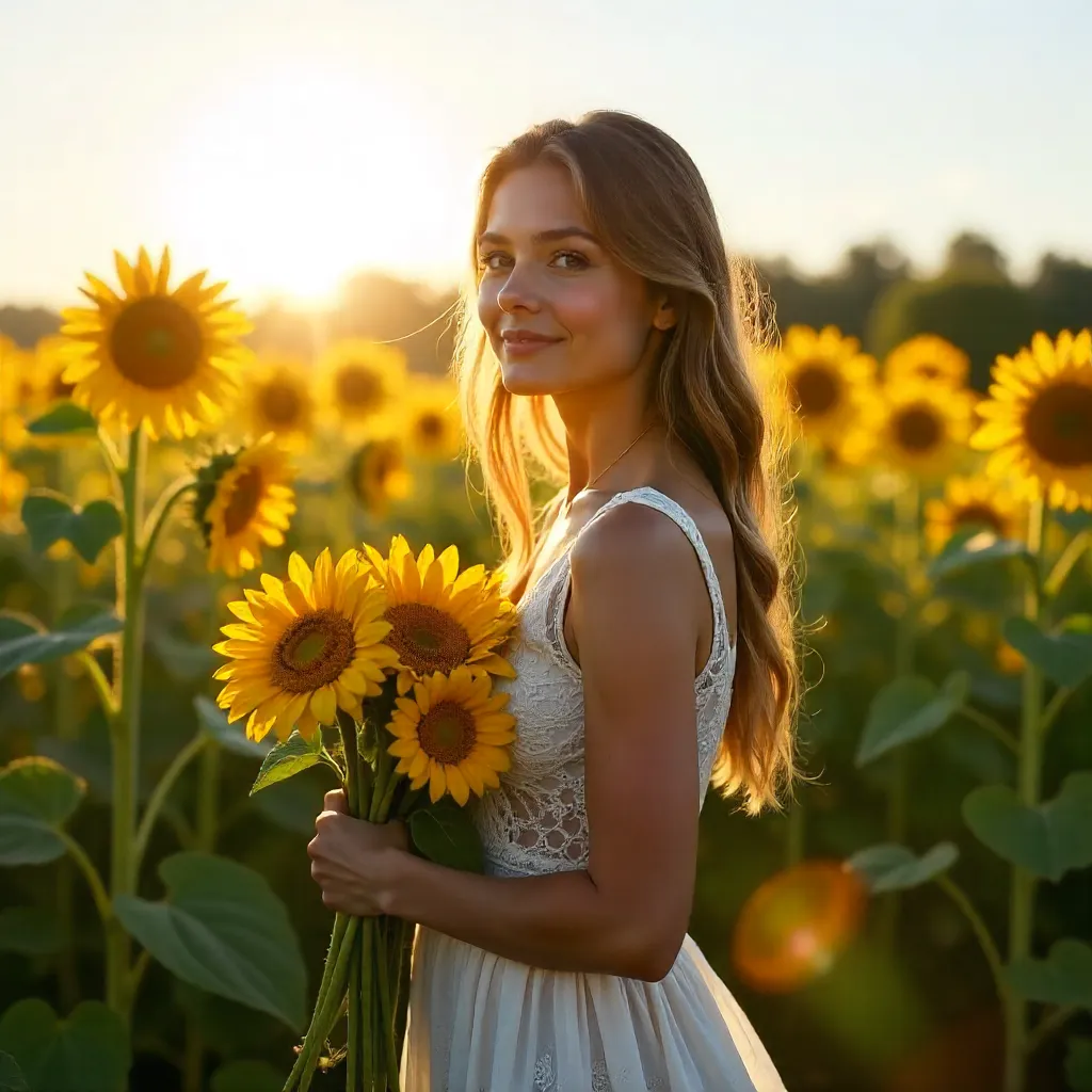Sun-kissed Lace in a Field of Sunflowers