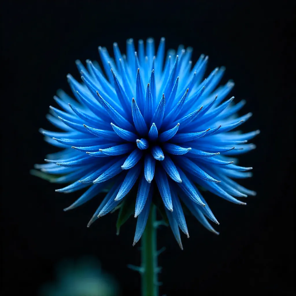 Macro Glow: Vibrant Blue Globe Thistle in Focus
