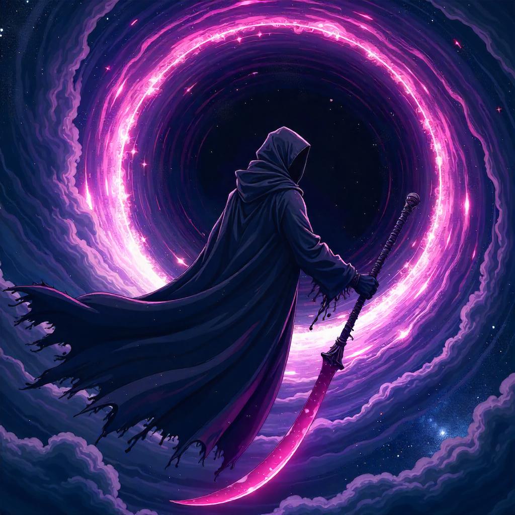 Anime Grim Reaper in a Black Hole