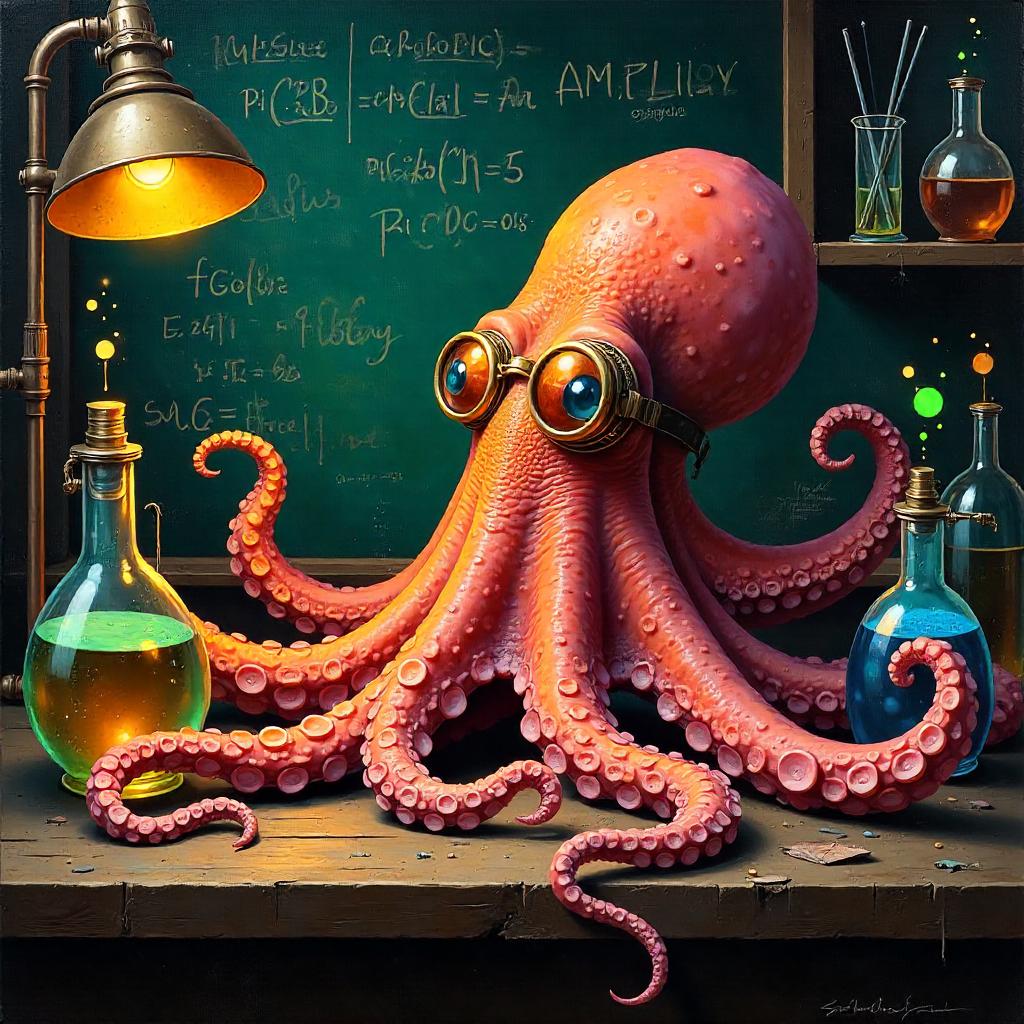 Octopus in a Mad Scientist Lab (Oil Painting)