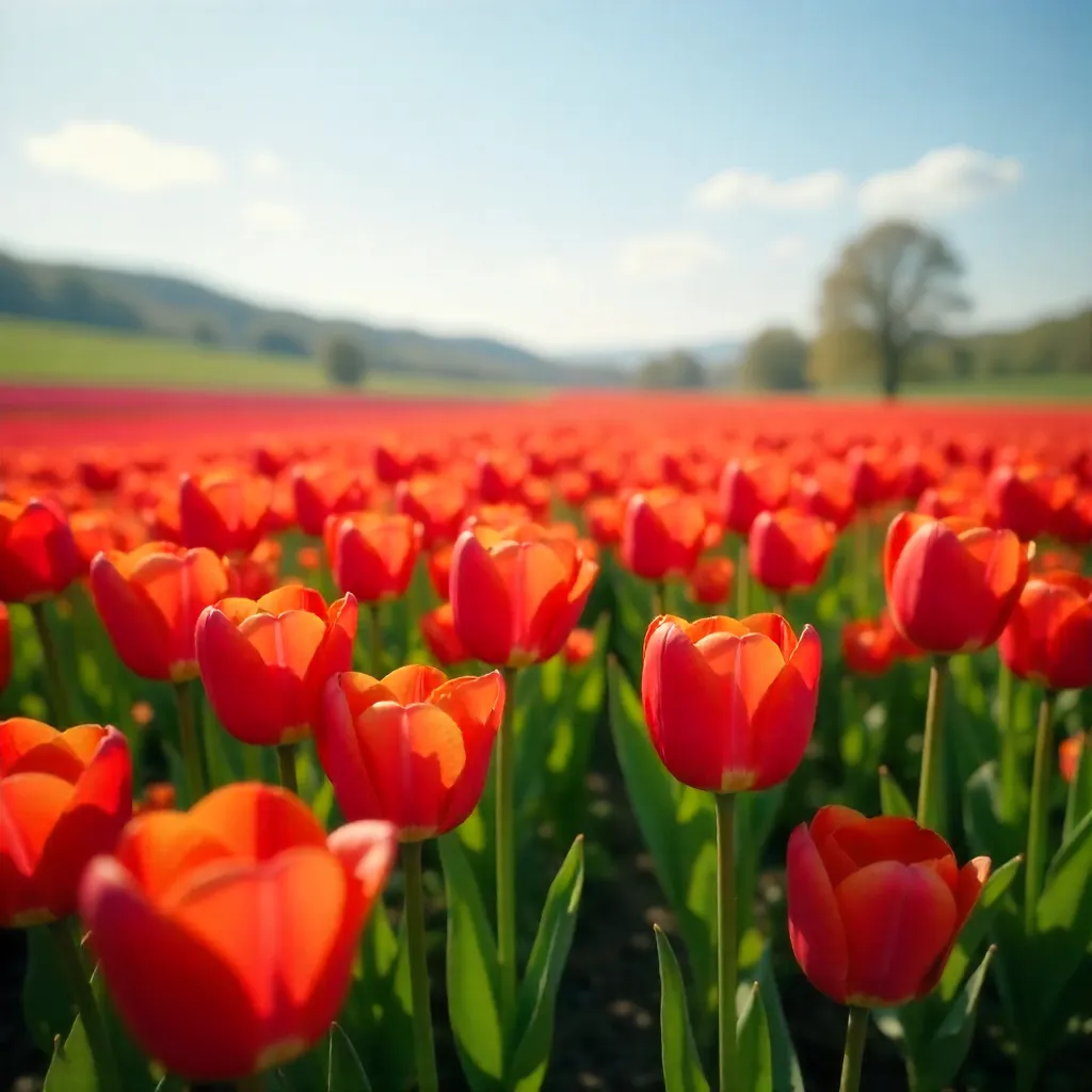 Vivid Spring Tulip Field in Bloom