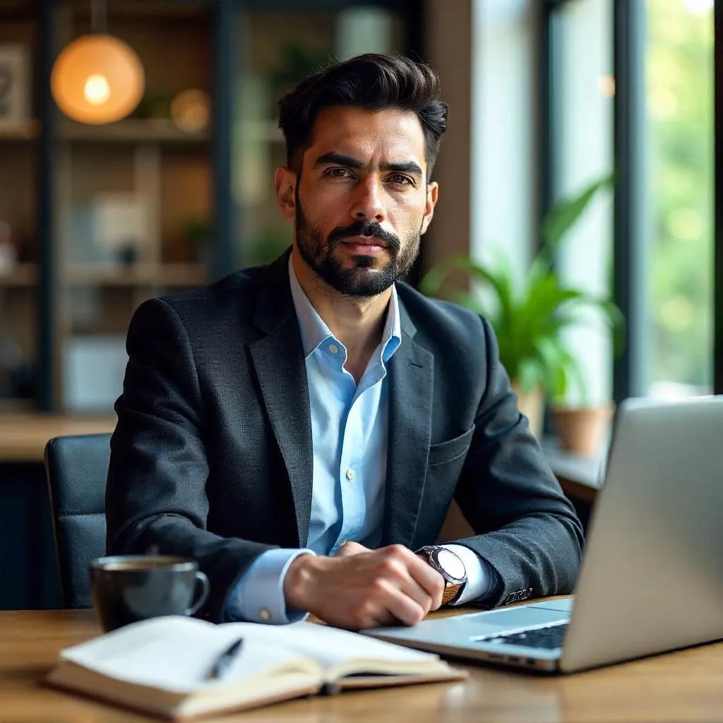 Stylish Latino Man in a Modern Workspace