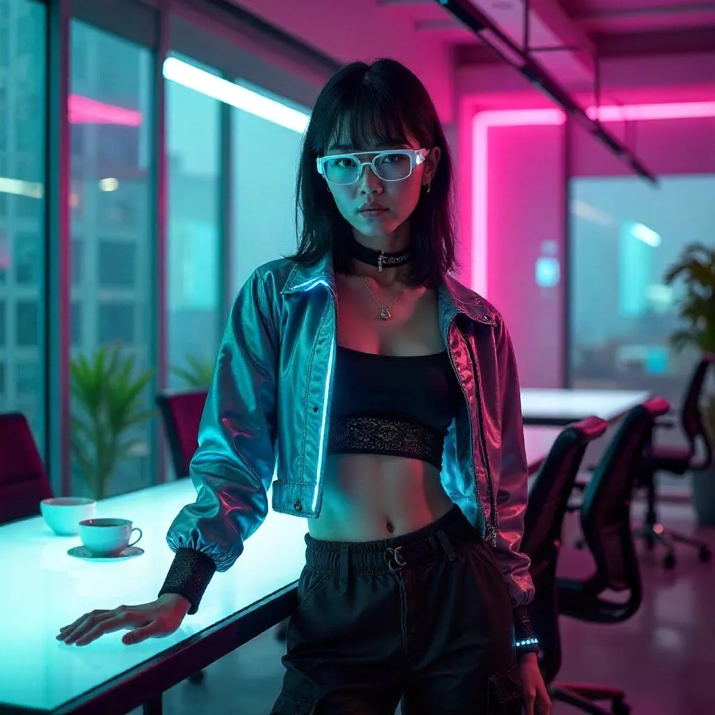Neon Coworking: Cyberpunk Asian Style